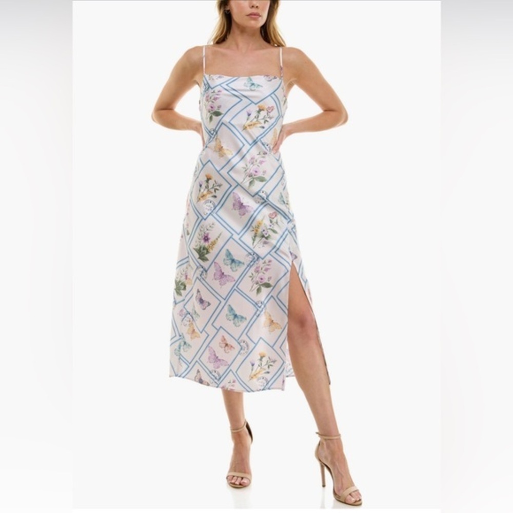 NEW…Socialite Cowl Neck Butterfly Print Dress